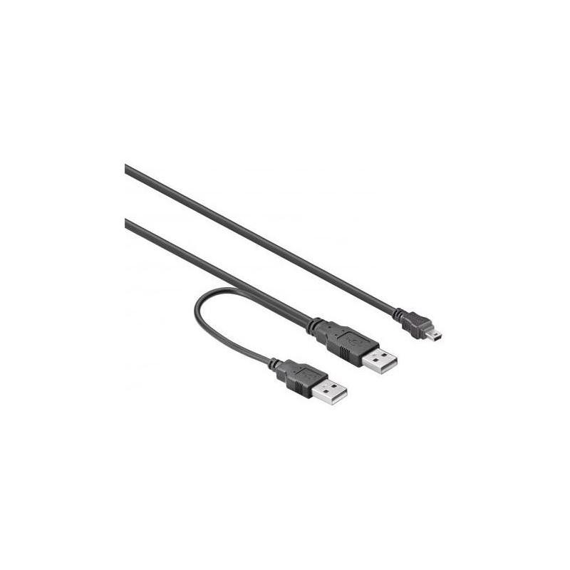 USB Y-Kabel - 2x USB A, 1x 5P Mini USB, 2m