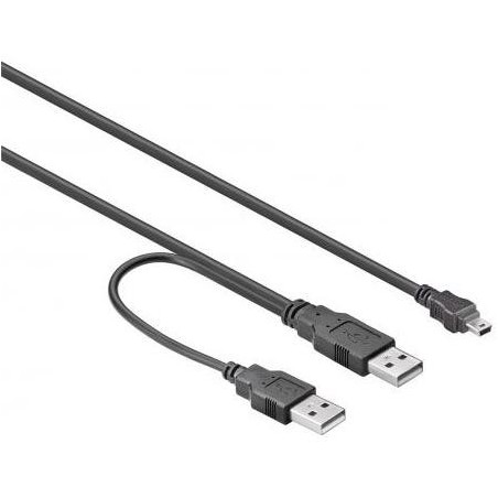 USB Y-Kabel - 2x USB A, 1x 5P Mini USB, 2m