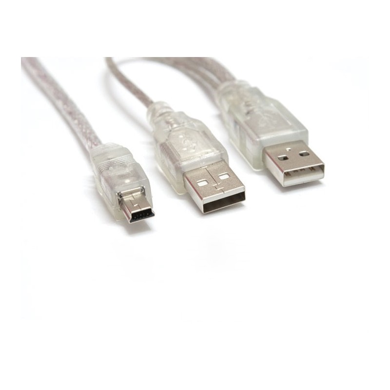 Y-Kabel, 2x USB A + Mini USB, 0.5m